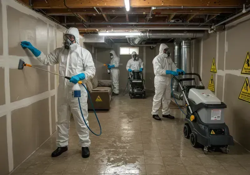 Basement Moisture Removal and Structural Drying process in Ladonia, AL